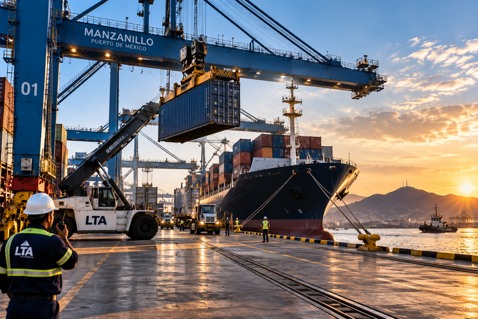 Operación portuaria y movimiento de contenedores